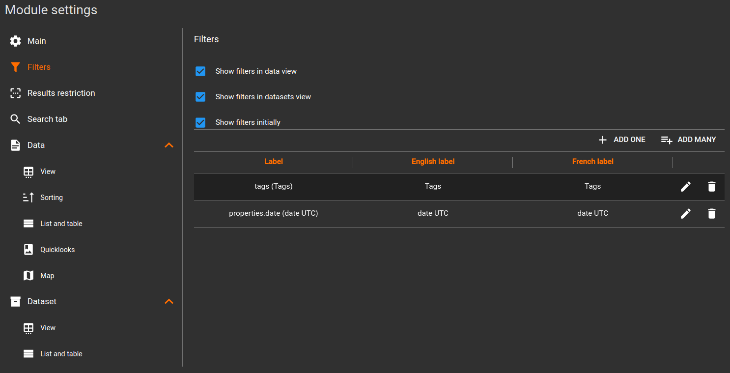 module settings