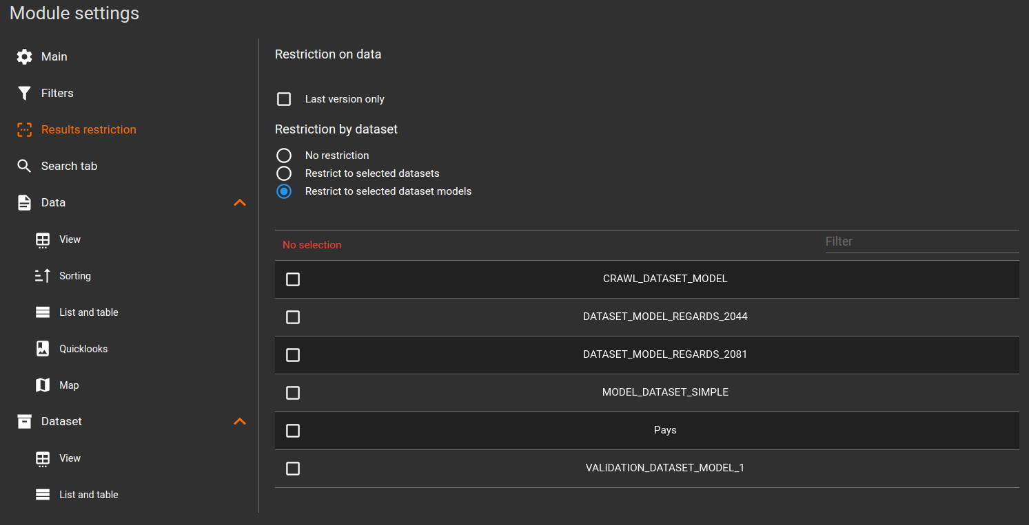 module settings