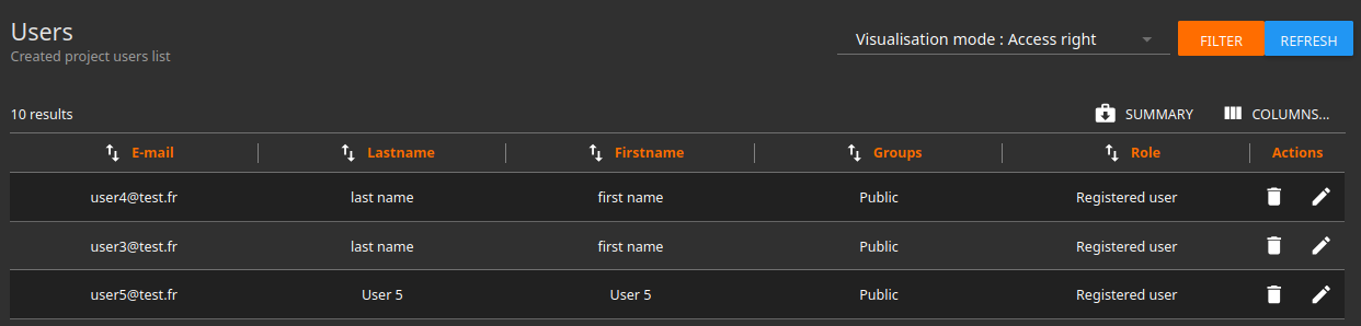 user settings