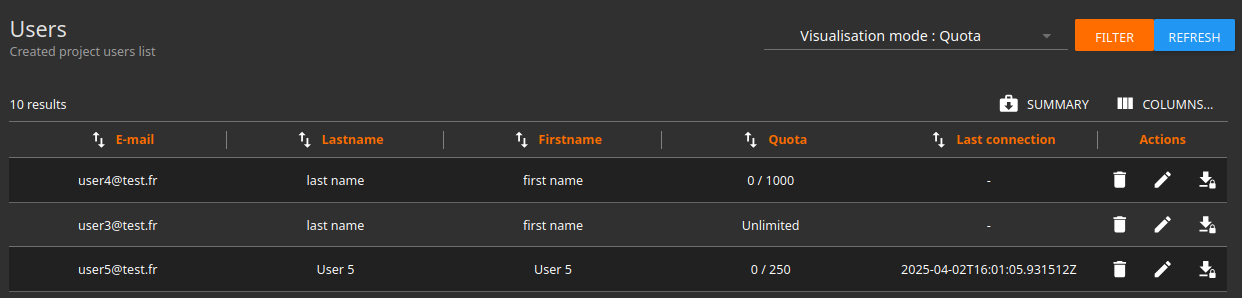 user settings