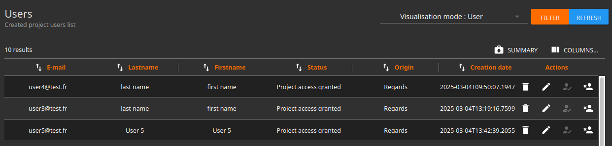 user settings